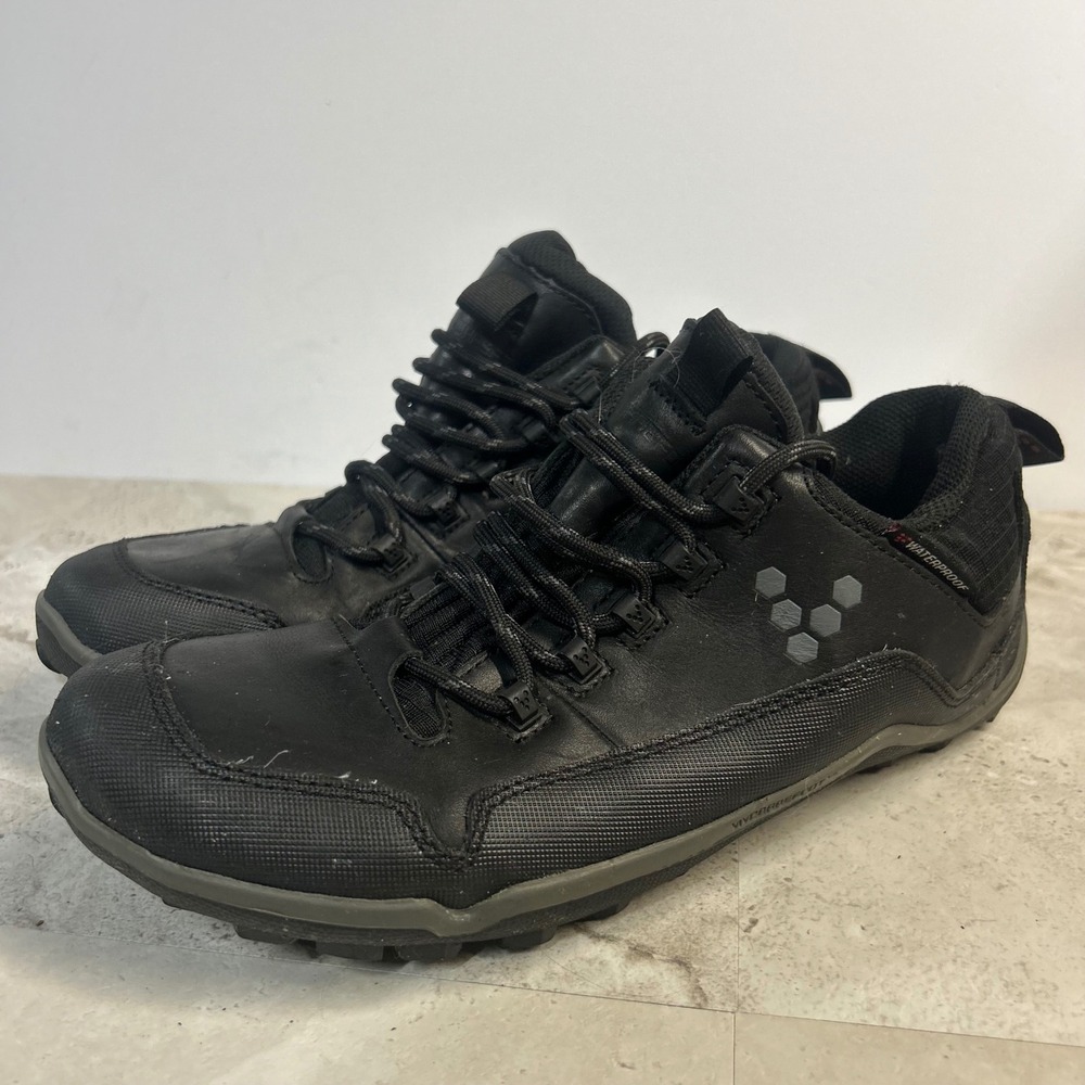 Vivobarefoot Magna Trail Black Leather Waterproof Mens EU 42 US 9 Hiking Shoes